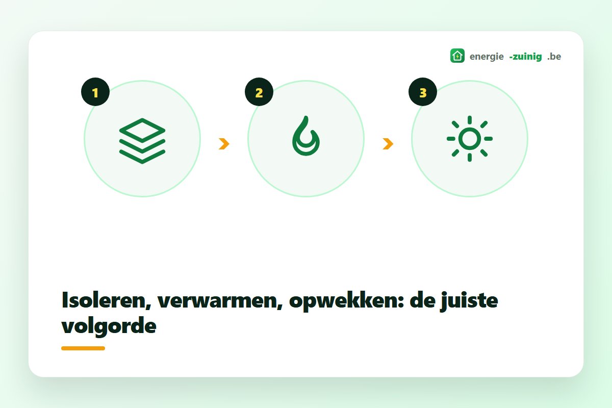 Energie besparen in de juiste volgorde: isoleren, zuinig verwarmen en zelf opwekken