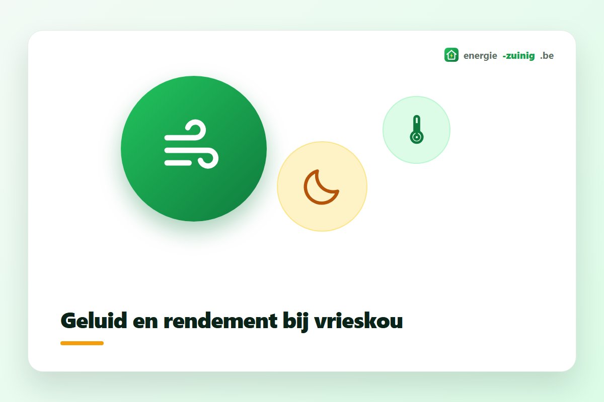 Buitenunit van een warmtepomp in de vrieskou, met geluid en rendementsverlies als aandachtspunten